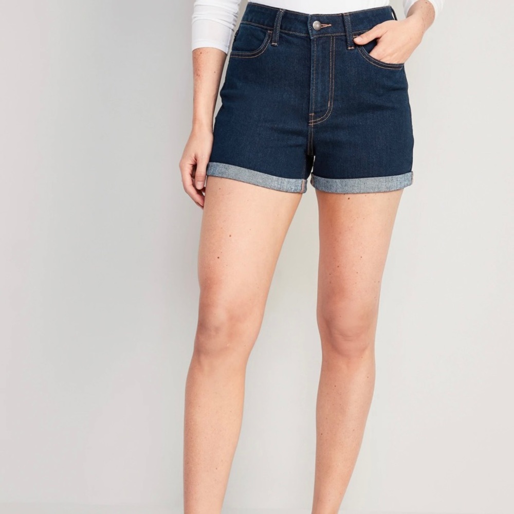 High-waisted Dark Blue Denim Old Navy Shorts Size 4